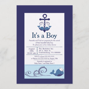 Invitation C'est un Baby shower de baleines