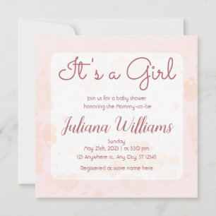 Invitation C'est un Baby shower de ballon de coeur rose fille