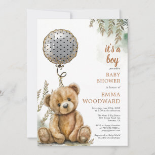 Invitation C'est un Baby shower de ballon d'ours en peluche