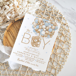 Invitation C'est un Baby shower de coeur Bleu Ours Garçon