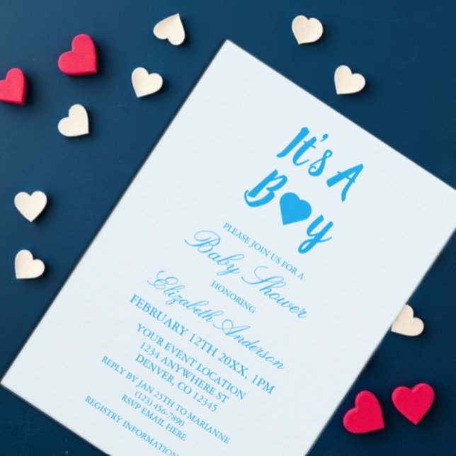 Invitation C'est un Baby shower de Coeur de Garçon (Créateur téléchargé)