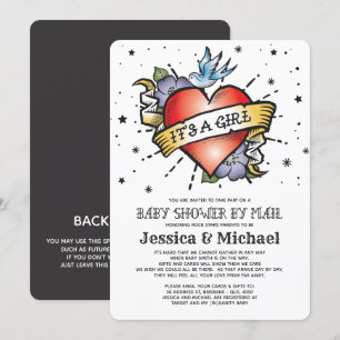 Invitation C'est un Baby shower de coeur de tatouage de fille