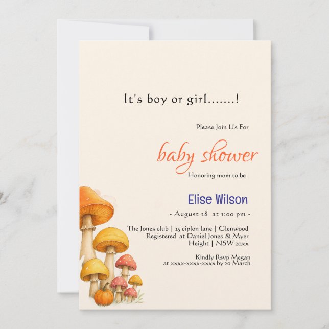 Invitation C'est un baby shower de conte de fées garçon ou fi (Devant)