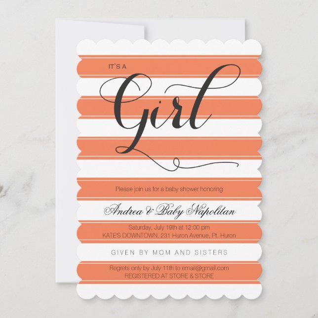 Invitation C'est un baby shower de corail de la fille | (Devant)