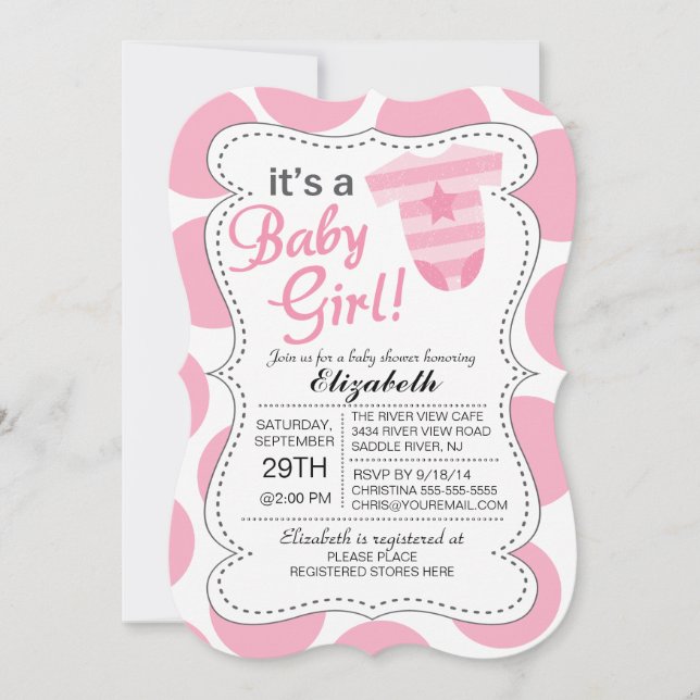 Invitation C'est un Baby shower de costume de bébé rose fille (Devant)