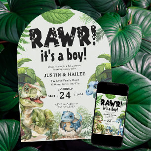 Invitation C'est un Baby shower de dinosaures éditable pour g