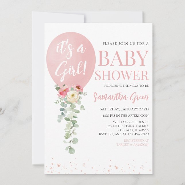 Invitation C'est un Baby shower de fille (Devant)
