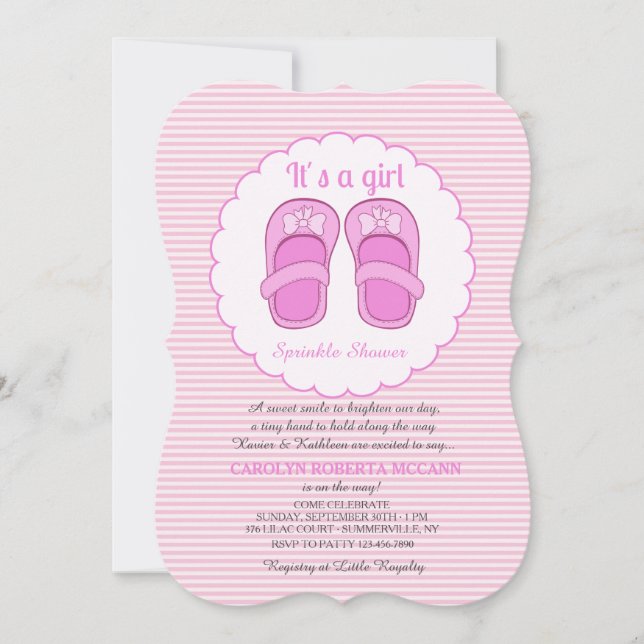 Invitation C'est un Baby shower de filles qui saupoudrent (Devant)