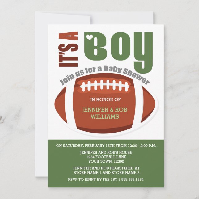 Invitation C'est un Baby shower de football garçon Couples In (Devant)