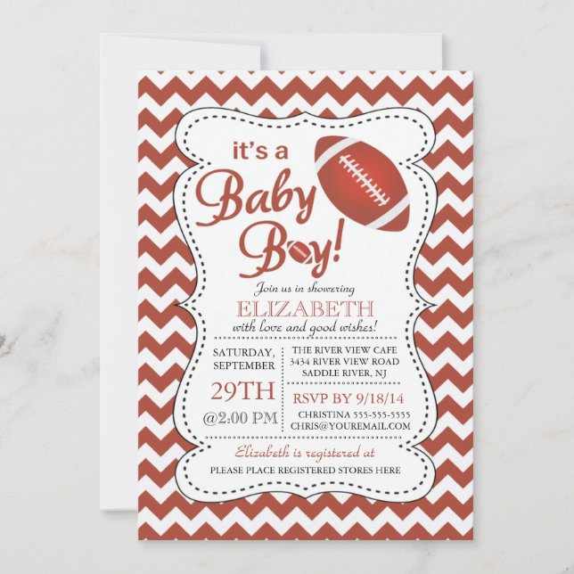 Invitation C'est un Baby shower de football pour bébé garçon (Devant)