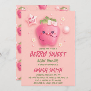 Invitation C'est un Baby shower de fraises sucrées de Girl Be