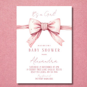 Invitation C'est un Baby shower de la fille Coquette Rose Bow