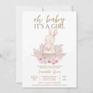 Invitation C'est un Baby shower de lapin de fille Boho