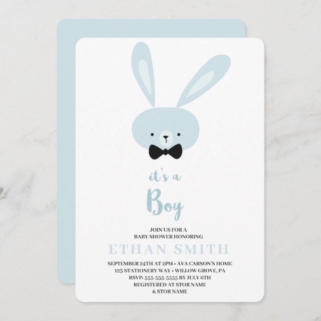 Invitation C'est un Baby shower de lapin mignon (Devant / Derrière)