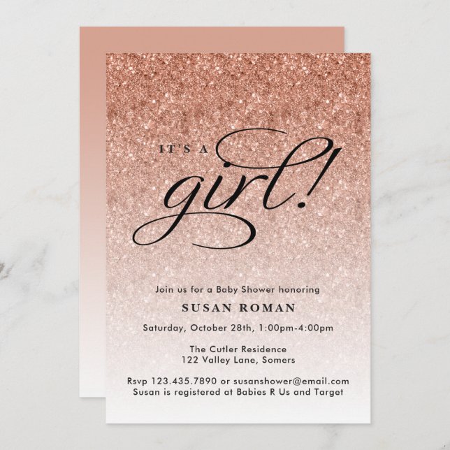 Invitation C'est un Baby shower de Parties scintillant Gold O (Devant / Derrière)