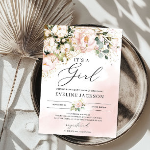 Invitation C'est un baby shower de saumons boho fleuris roses