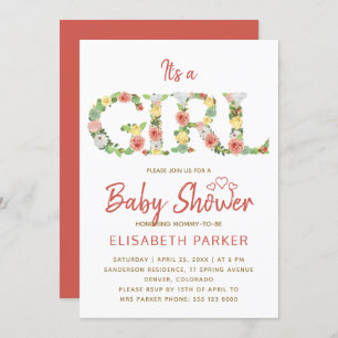 Invitation C'est un baby shower de script de l'alphabet flora