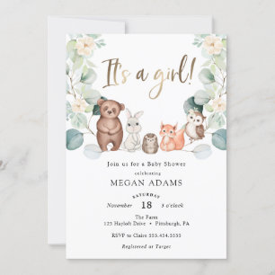 Invitation C'est un Baby shower d'Eucalyptus animal de la for