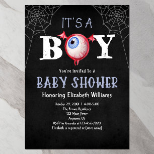 Invitation C'est un Baby shower d'Halloween Monster Garçon