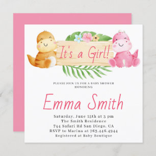 Invitation C'est un Baby shower Dinosaure d'aquarelle pour fi