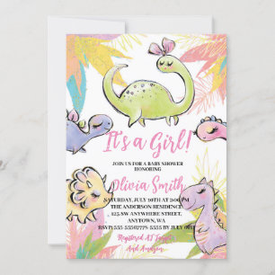 Invitation C'est un Baby shower Dinosaure d'aquarelle pour fi