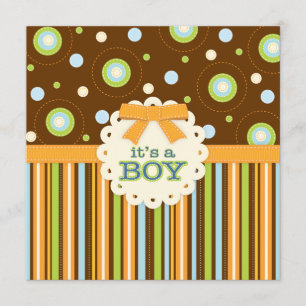 Invitation C'est un Baby shower d'Orange et de Stitches Bleus