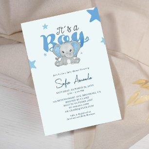 Invitation C'est un Baby shower éléphant bébé garçon