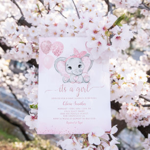 Invitation C'est un Baby shower Eléphant et Balloon mignon po