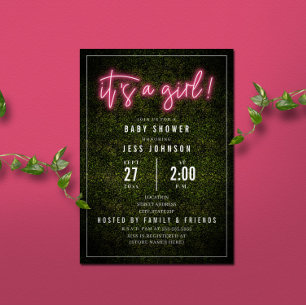 Invitation C'est un Baby shower en bois de Boxe rose Fille