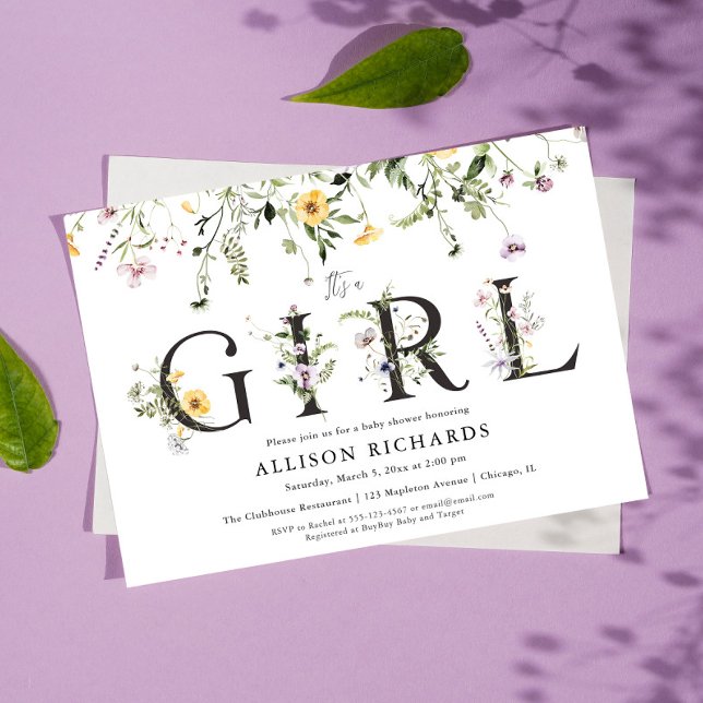 Invitation C'est un baby shower fleur sauvage jaune violet de (Créateur téléchargé)