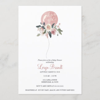 Invitation C'est un baby shower floral de ballon d'aquarelle