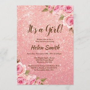 Invitation C'est un Baby shower floral de la Parties scintill
