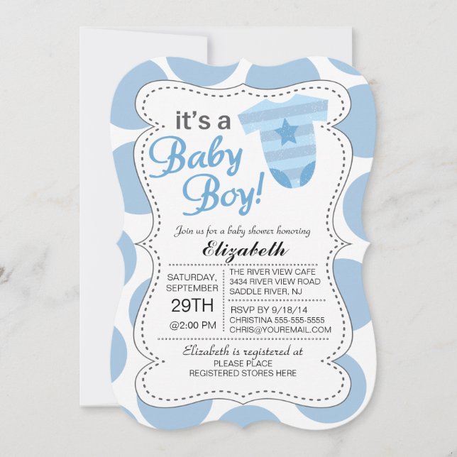 Invitation C'est un Baby shower Garçon Bleu Baby Bodysuit Boy (Devant)