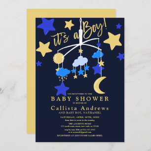 Invitation C'est un Baby shower mobile pour bébé Lune Stars