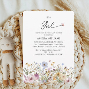 Invitation C'est un Baby shower Pastel Wildfloral Girl