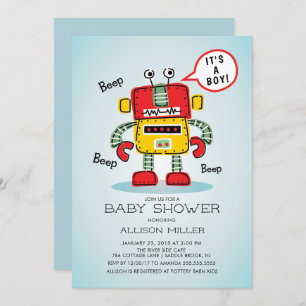 Invitation C'est un Baby shower robotique pour garçon