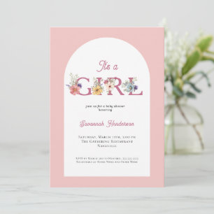 Invitation C'est un Baby shower rose doux floral