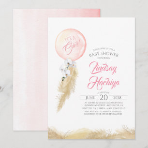 Invitation C'est un Baby shower rose en granit de Pampas