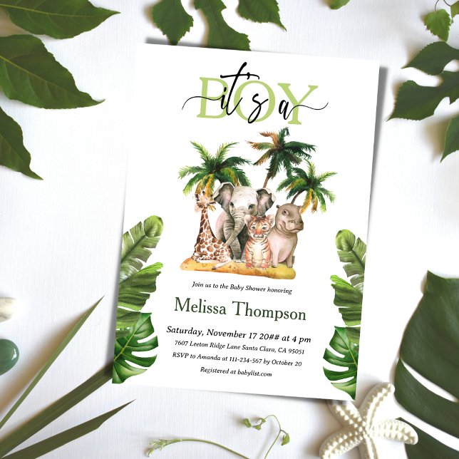 Invitation C'est un Baby shower tropical animal sauvage Safar (Créateur téléchargé)