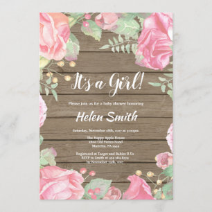 Invitation C'est un bois rustique de baby shower floral de