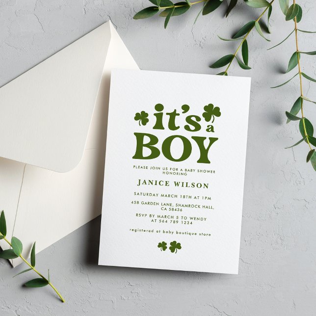 Invitation C'est un Boy Charm Baby shower St. Patrick's Day (Créateur téléchargé)