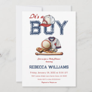 Invitation C'est un Boy Sport Baseball Baby shower à thème