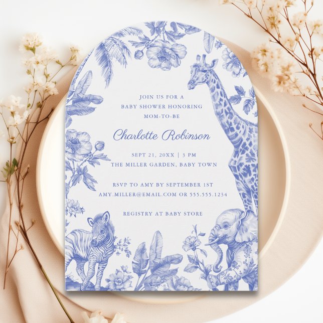 Invitation C'est un Boy Toile Safari Baby shower Arch (It's a Boy Toile Safari Baby Shower Arch Invitation)