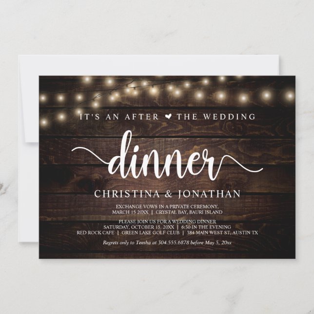 Invitation C'est un dîner après la cérémonie de mariage, Fuit (Devant)