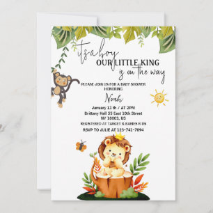 Invitation c'est un garçon baby boy douche safari lion invita