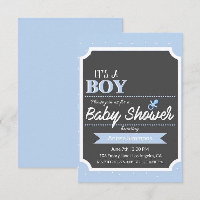 INVITATION C'EST UN GARÇON | BABY SHOWER (Devant / Derrière)