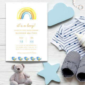 Invitation c'est un garçon baby shower arc-en-ciel