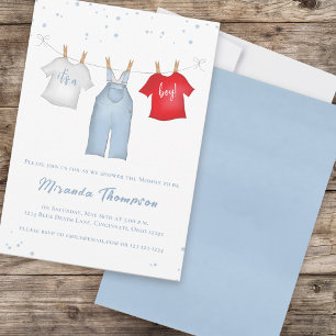 Invitation C'Est Un Garçon Baby shower Bleu Modèle ligne de l