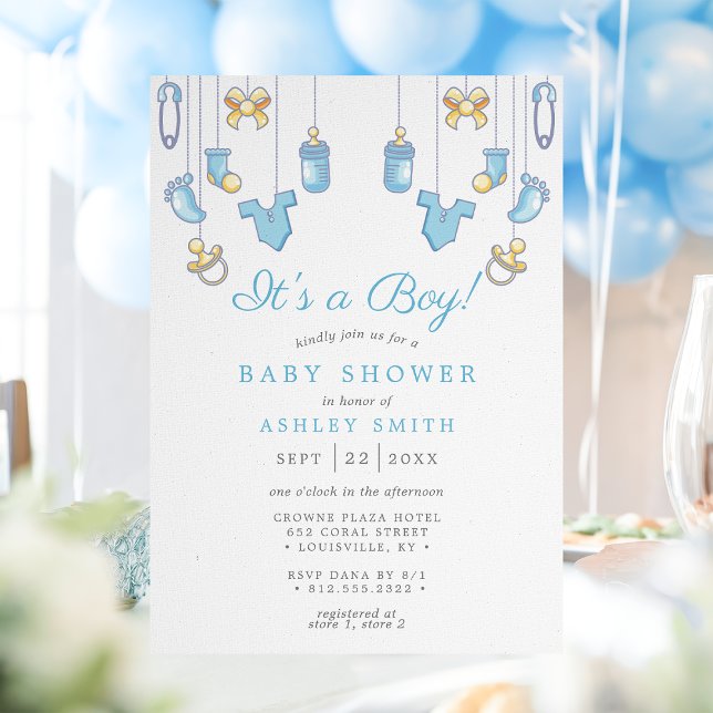 Invitation C'est un garçon Baby Shower Blue Boy (Créateur téléchargé)