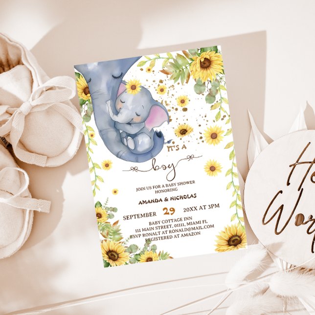 Invitation C'est un garçon Baby Shower Bohème verdure mignon (Créateur téléchargé)